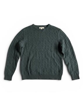 Elliot Mulryan Cashmere Cable Knit Sweater Dark Green Crewneck Size XL
